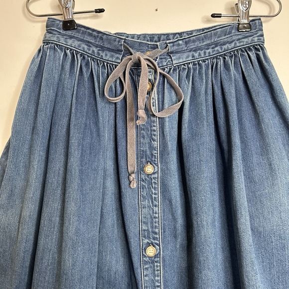 Vintage  Calvin Klein Denim Skirt 8 Button Front  Cottage Western Made In Japan - Picture 5 of 11